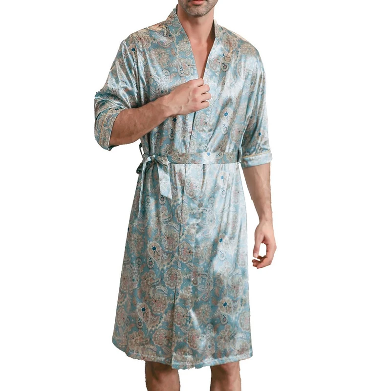CHINEE Men's Full Sleeve Luxury Knitted Satin Silk Custom Logo Customized Color Breathable Quick Dry 220g Machine Washable Loungewear
