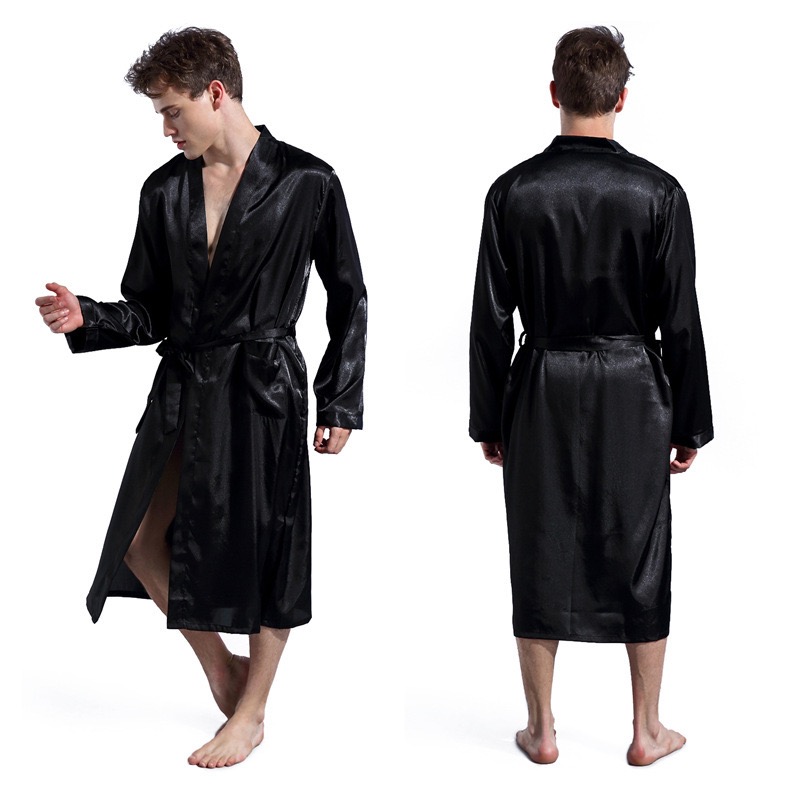 CHINEE Men's Lightweight Satin Kimono Style Couple Sexy Long Sleeve Nightwear Robes Comfortable Casual Fashion Sleepwear