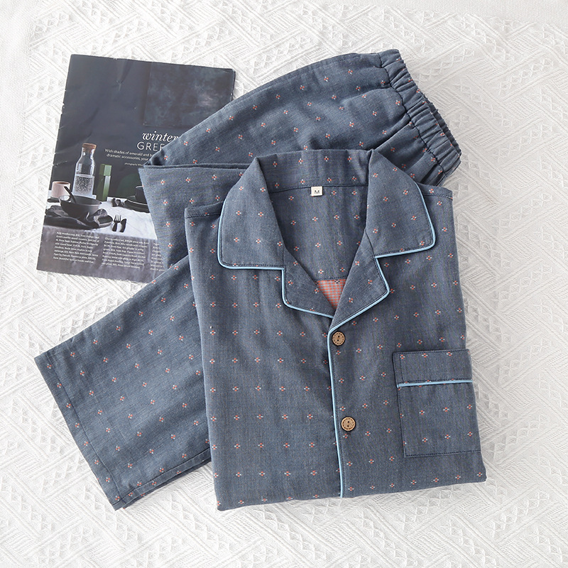 CHINEE Men's Long Sleeve Plus Size Breathable Pajamas Home Suit Night Sleepwear Cotton Soft Men's Clothing Sleepwear