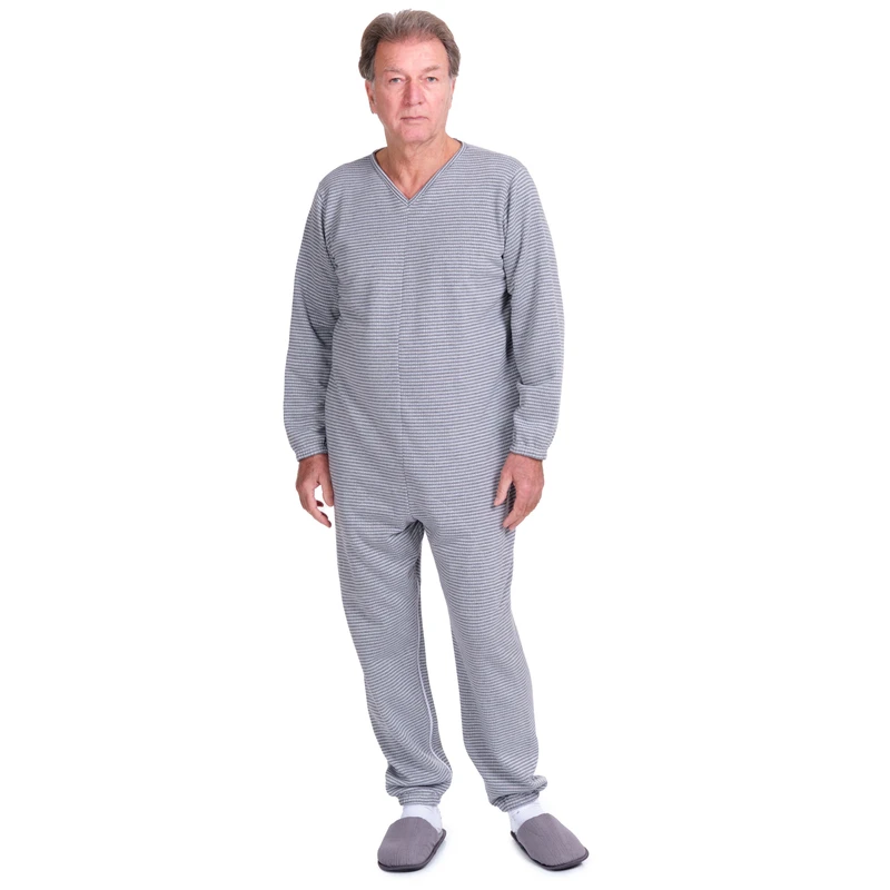 CHINEE Men's Long Sleeve Winter Sanitary Pajamas 9014/2 Comfortable Sleepwear in PINK/GREY/BLUE 50% Cotton 50% Polyester