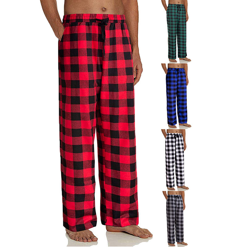 CHINEE Men's Pajama Pants High Quality Men's Casual Polyester Home Sleepwear Sports Checkered Sleepwear Evening Clothing