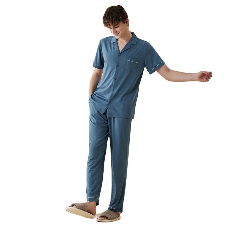 CHINEE Men's Pajamas House Wear Male Sleeping Wear Set Modal Cotton Pajamas for Men Set