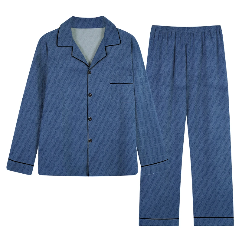 CHINEE Men's Pajamas Loose fit Plus size Casual High quality Long sleeve Loungewear Set For Spring And Fall
