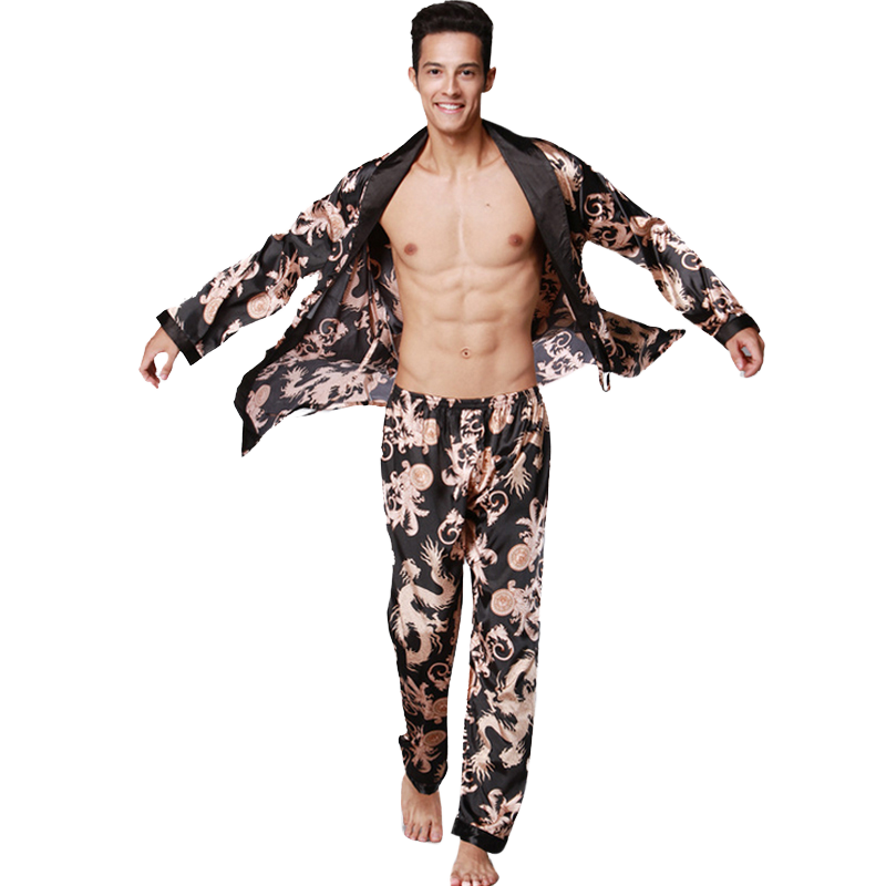 CHINEE Men's Plus Size Satin Pajama Set Breathable Home Casual Fashion Nightwear Casual and Stylish Combo for Men