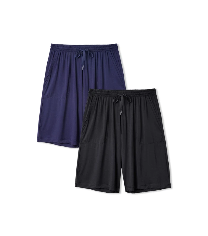 CHINEE Men's Round Collar Short Two Piece Breathable Summer Korean Casual Cotton Simple Home Pajamas
