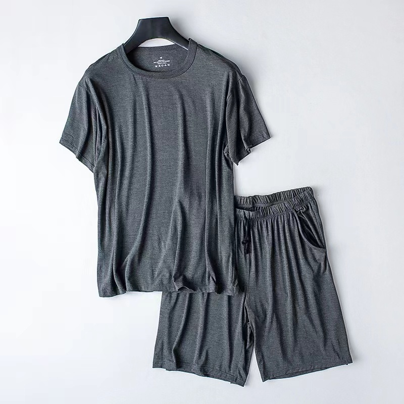 CHINEE Men's Sleepwear All Season Men's Pajamas Set Short Sleeve Trousers Sleepwear Leisure Pajamas Night Pajamas for Home Wear