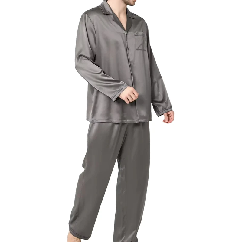 CHINEE Men's Thermal Terry Flannel Cotton V neck Pajama Pants Set Breathable Sleep Lounge Pants Plus Size All Seasons