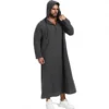 CHINEE Men's Traditional Korean Hooded Robe Cotton Viscose Spring Summer Casual Polka Dot Long Sleeve Super Loose Fit Sustainable