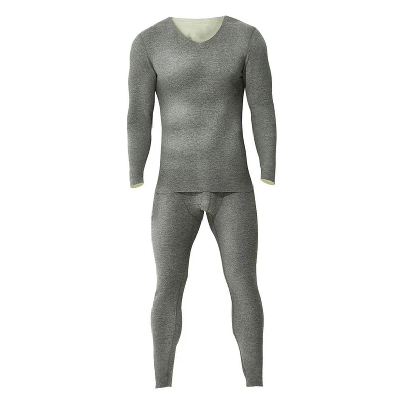 CHINEE Men's Winter Thermal Underwear Set High Collar Long Sleeve Shirt & Leggings Polyester Spandex Moisture Wicking OEM Sportswear