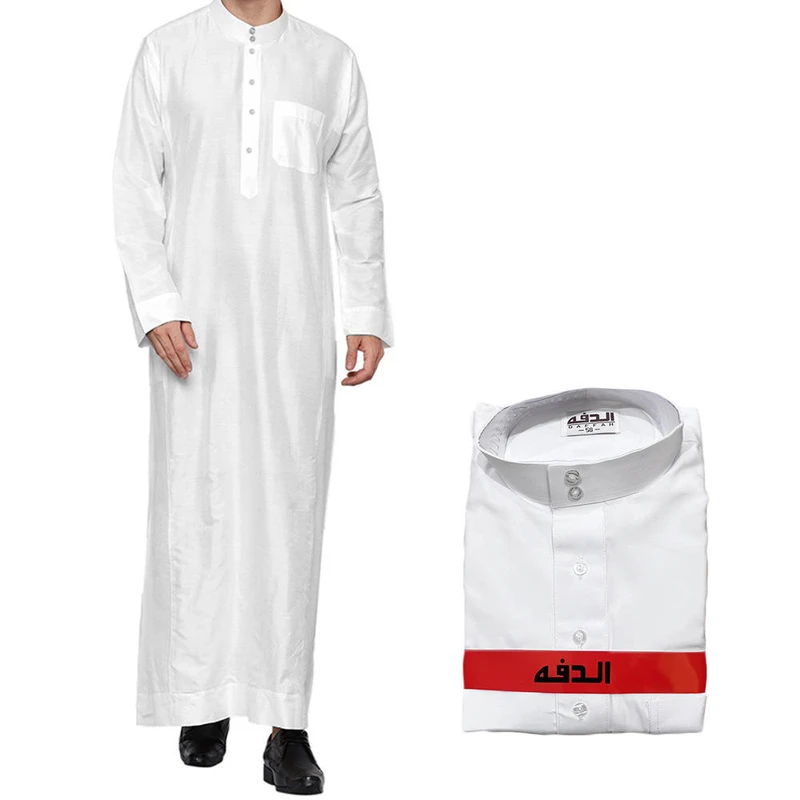 CHINEE Men's traditional polyester collared robe with pocket design for autumn travel in Dubai Middle East