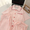 CHINEE Mh641 Women's Summer SpringStyle Elastic Waist Soft Breathable Quick Dry Spandex Polyester 3 Piece Short Sleeved Pajama Set