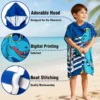 CHINEE Microfiber Kids Hooded Poncho Beach Towel Digital Printed Children Changing Robe Sun Protection Windproof Quick Dry Swim Cape