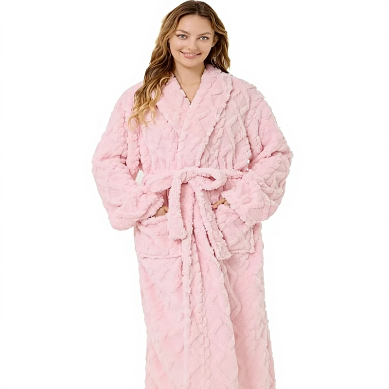 CHINEE Microfiber Plush Women's Robe Cozy Soft Warm Long Bathrobe China Made