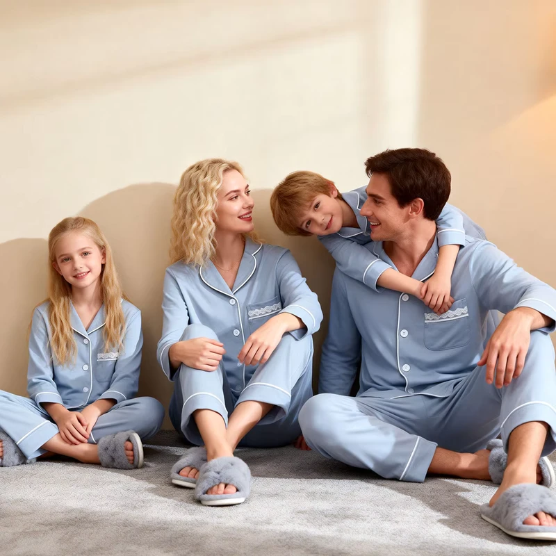 CHINEE Modal Family Matching Pajamas Set Sleep Friendly Pajamas for Women Parent Child Sleepwear Lounge Wear OEKO TEX CE