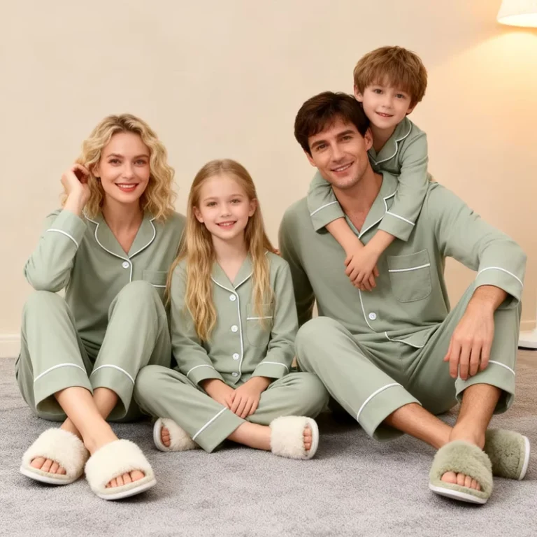 CHINEE-Modal-Girls-Parent-Child-Pajamas-Set-Full-Range-Coverage-Non-Toxic-Casual-Family-Matching-Sleepwear-OEKO-TEX-CE-for-Mom-Dad-Kids