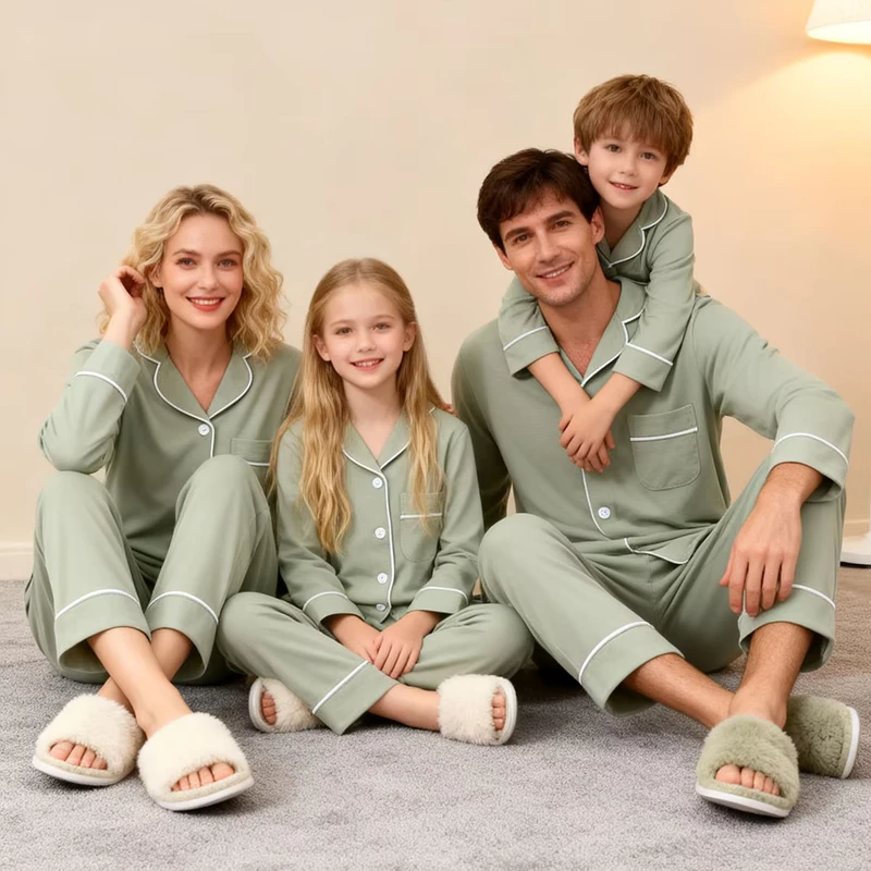 CHINEE Modal Girls Parent-Child Pajamas Set Full Range Coverage Non-Toxic Casual Family Matching Sleepwear OEKO-TEX CE for Mom Dad Kids