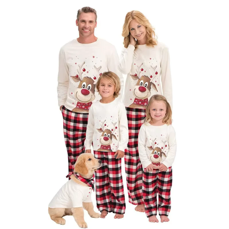 CHINEE Modern Family Christmas Pajamas Suit X-MAS Pyjamas Set Long Sleeve Milk Silk Fleece Custom Color Unisex for Adults