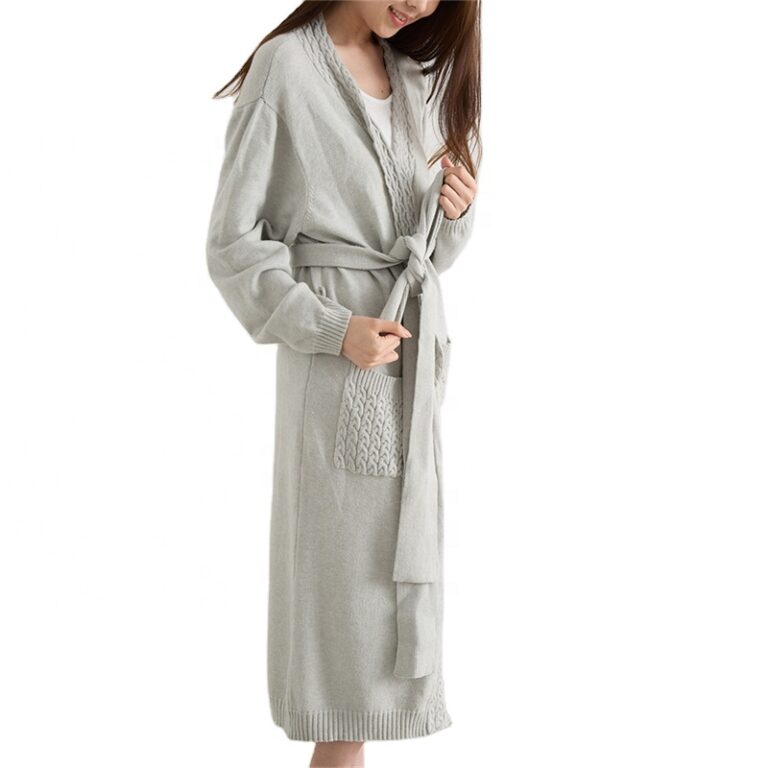 CHINEE-Modern-Light-Luxury-Soft-Solid-Color-Knitted-Bath-Robe-for-Women