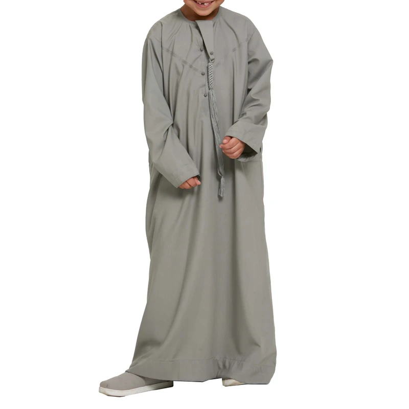 CHINEE Modest High Street Muslim Men's Thawb Robe Classic Button Front Open Thobe Plus Size Breathable Cotton Clothing Tall Matching