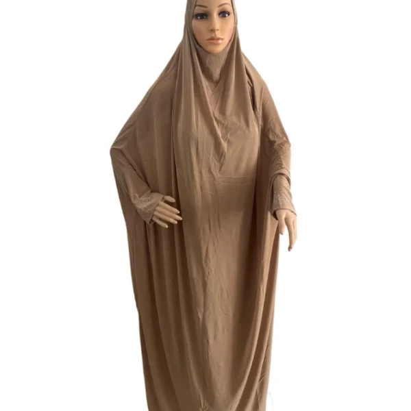 CHINEE Modest Malaysia One Piece Prayer Dress Solid Color Hooded Instant Khimar Dresses Robe for Women S419
