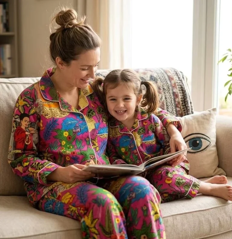 CHINEE-Mom-Daughter-Matching-Cotton-Pajamas-Elastic-Waist-Quick-Dry-Cute-Printed