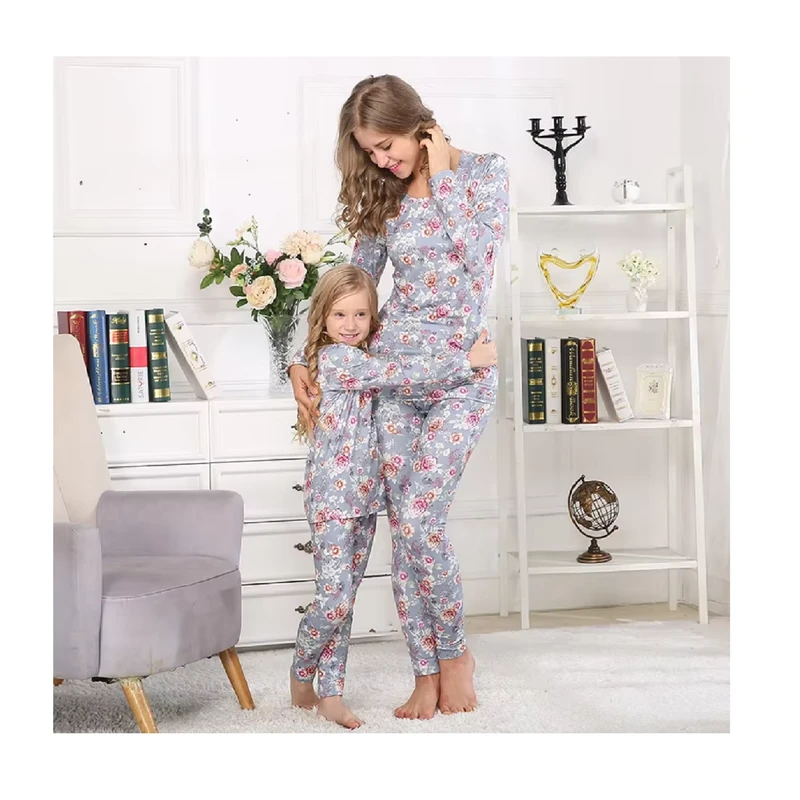 CHINEE Mommy and Me Family Pajamas Print Two-piece Suit Matching Outfits for Baby Boys and Girls Polyester Knitted