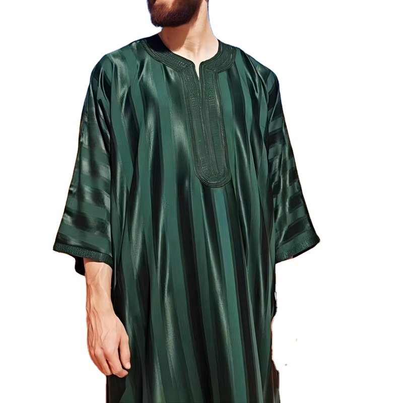 CHINEE Moroccan Men's Thobes Muslim Embroidery Jubbah Islamic Clothing Arab Saudi Fashion Thawb Robe for Man M0059