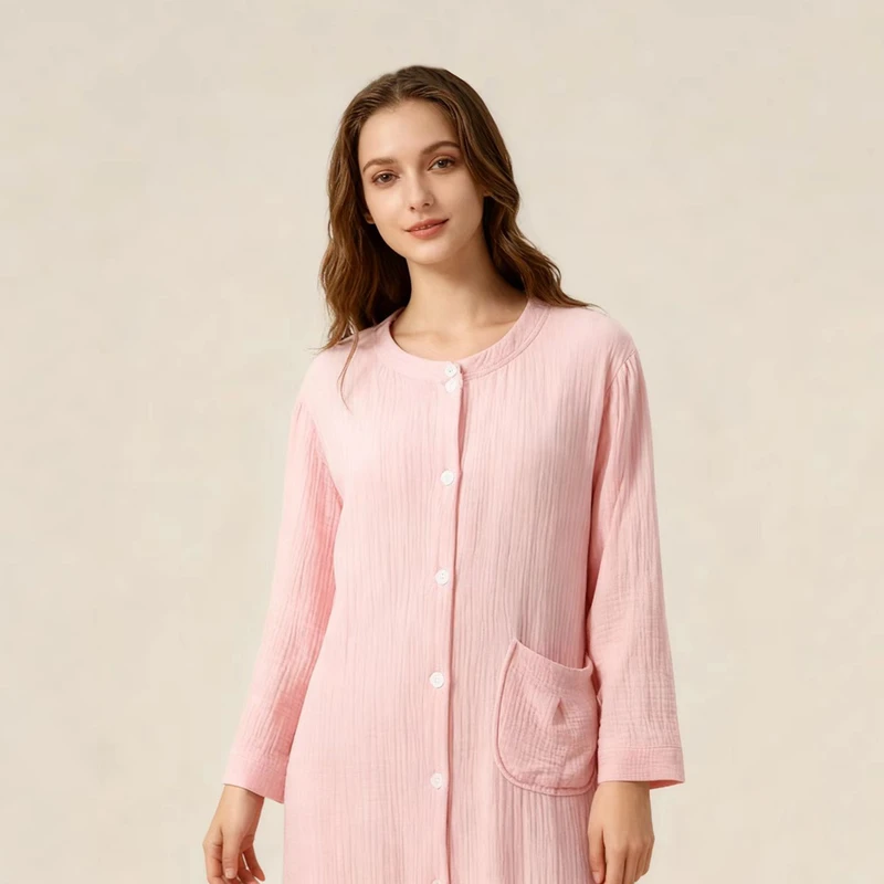 CHINEE Muslin Cotton Soft Comfortable Nightgown for Daily Sleep and Lounge Wear Skin-Friendly