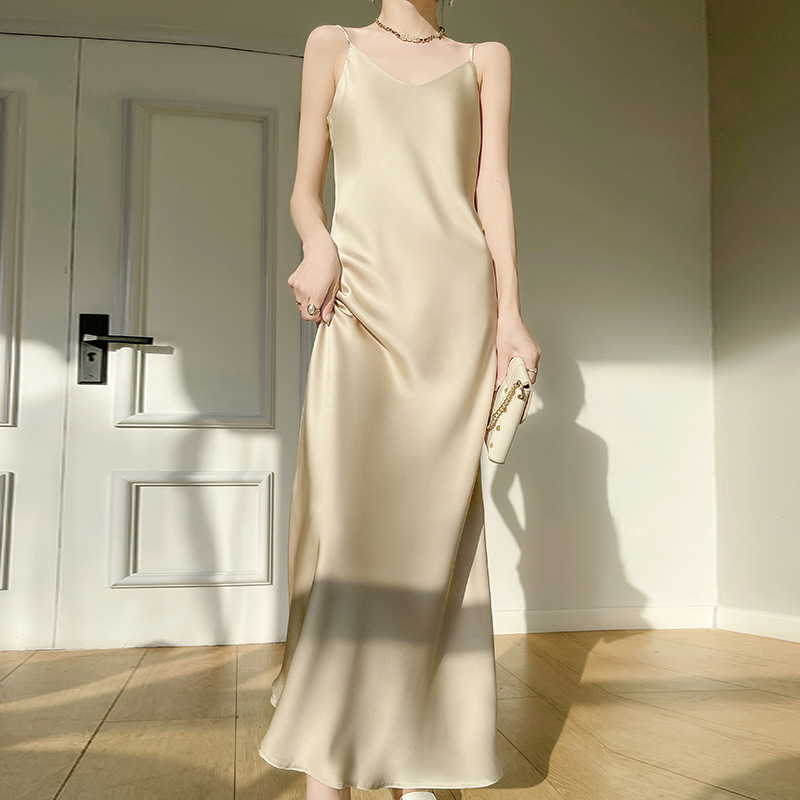 CHINEE 22mm 100% Mulberry Silk Night Dress Solid Color Nightgown for Women Sexy Pure Silk Pajamas Nightwear for Women