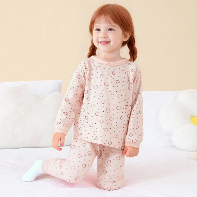 CHINEE-New-Arrival-Round-Neck-Soft-Pink-Floral-Kids-Pajamas-Set-Long-Sleeve-Toddler-Sleepwear-with-Cute-Pattern-for-Girls
