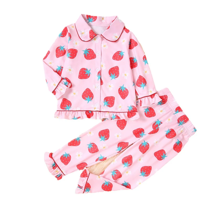 CHINEE New Arrival Toddler Kids Clothing Suits Children Comfortable Strawberry Print Pajama Set 2 piece for Baby Girls