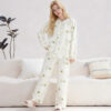 CHINEE New Autumn Winter Printed Women's Cotton Pajama Set Three Layer Thickened Warm Comfortable for Outer Wear Fresh Pastoral Style