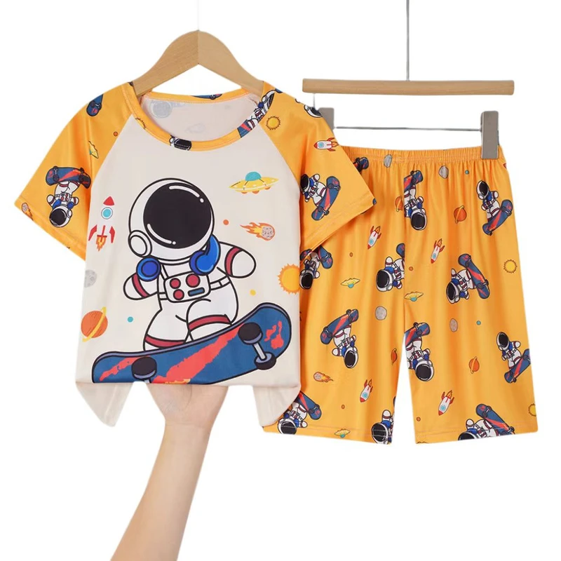 CHINEE New Casual Children Cartoon Pajamas Boys Girls Home Clothes Tops+Shorts Suit Baby Toddler Short Sleeve Pajamas Two piece Sets