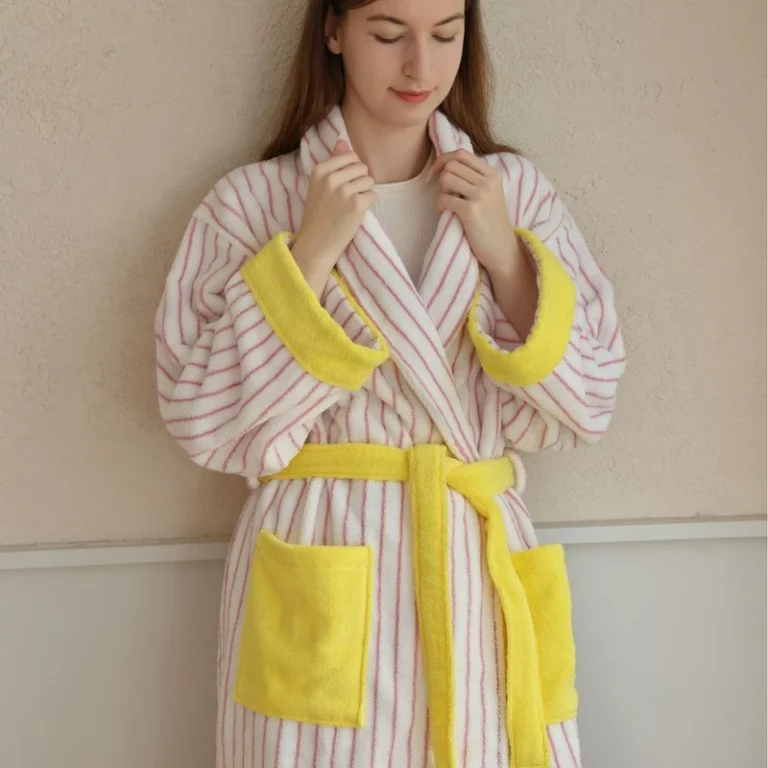CHINEE-New-Color-Matching-Luxury-Hotel-Embroidered-Stripe-Cotton-Bathrobe-Shawl-Collar-Spa-Bathrobe-Looped-Fabric-Adult-Bathrobe
