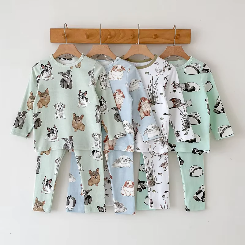 CHINEE New Design Long Sleeves Baby Romper Pajamas Two Pieces Sets Sleeping Kids Clothes Clothing Sets
