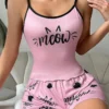 CHINEE New Design Pajamas Women Summer Heart Print Women's Sleepwear Camisole Top and Shorts Pajamas for Women Set