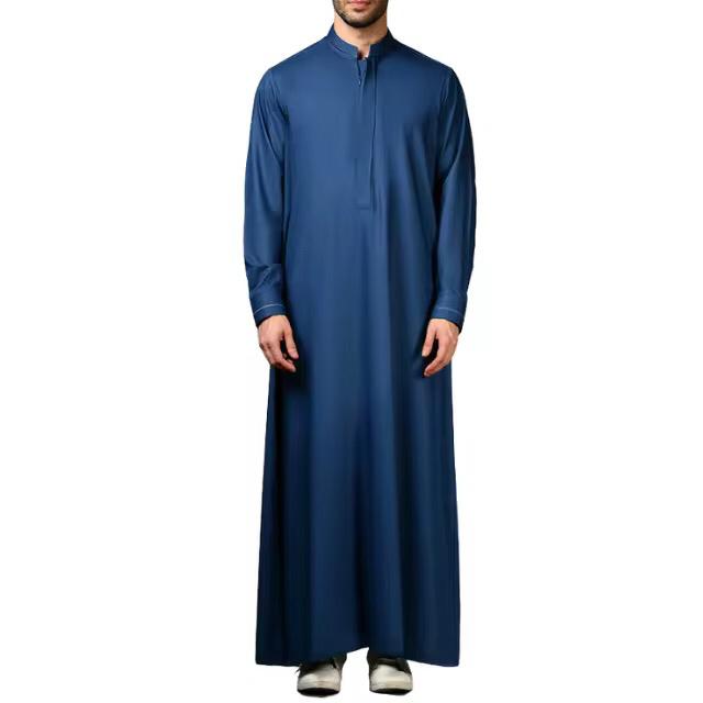 CHINEE New Elegant Short Sleeve Embroidered Moroccan Jubba for Men Arabic Thobe Kaftan Polyester Robe Summer Abaya for Adults