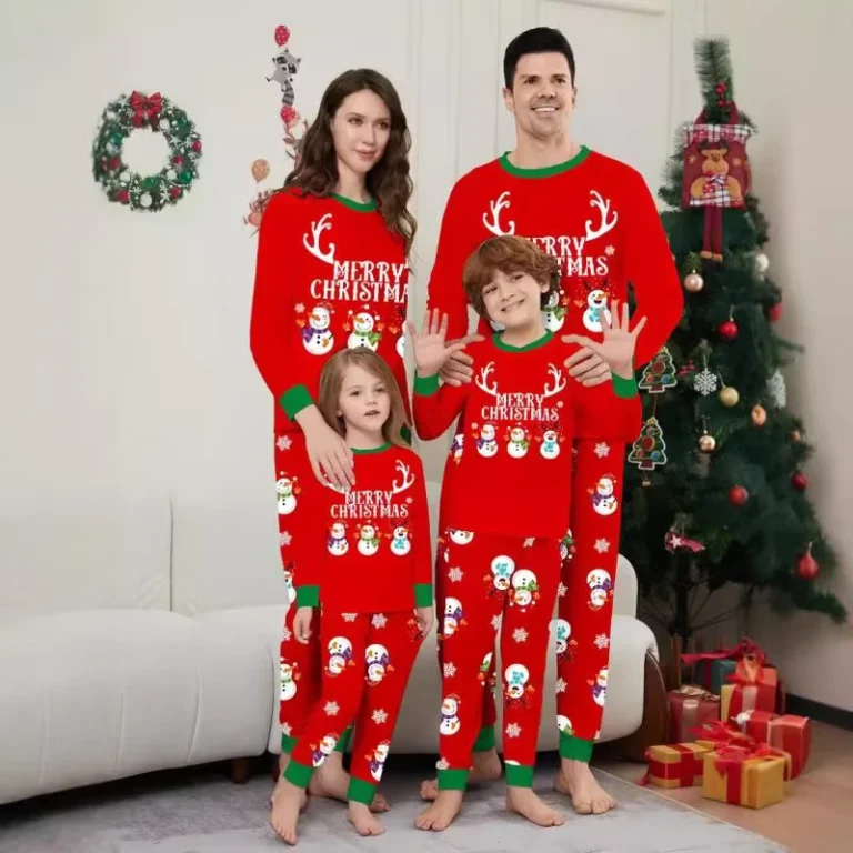 CHINEE-New-Fashion-Holiday-Women-and-Children-Fawn-Alphabet-Print-Home-Christmas-Family-Matching-Pajamas