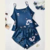 CHINEE New Fashion Two Piece Set of Camisole Pajama and Nightgown for Summer Women's Sleepwear