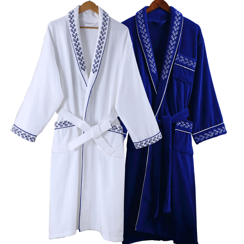 CHINEE New Luxury Comfortable Designer Bathrobe 100% Cotton Bath Robes Best Quality Embroidered For Man Woven