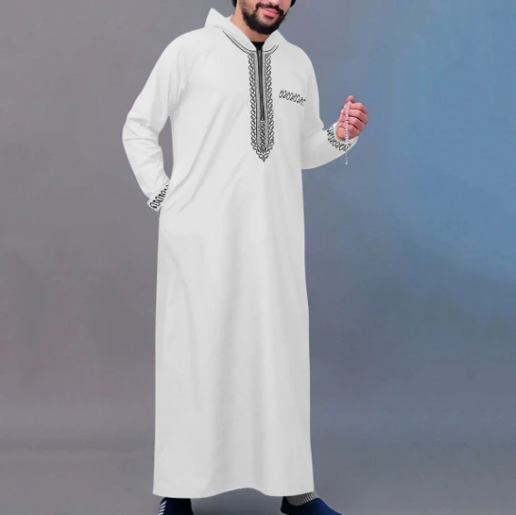 CHINEE New Muslim Middle Eastern Robe Malaysian Men's Robe Zipper Shirt New Style