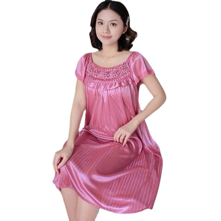 CHINEE-New-Pajamas-Womens-Summer-Ice-Silk-Suit-Womens-Solid-Color-Lace-Sexy-Nightdress-for-Women