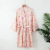 CHINEE New Spring Summer Women's Sleeping Robe 100% Cotton Gauze Thin Bathrobe Large Loose Japanese Kimono Robe Home Clothing