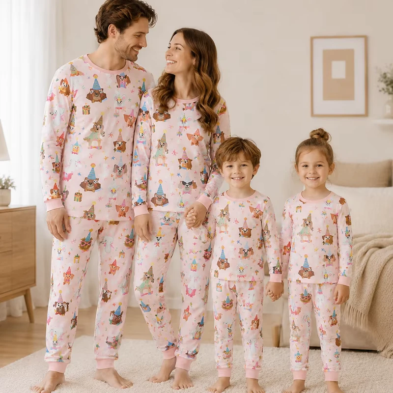 CHINEE New Style Bamboo Spandex Custom Designs Long Sleeve Mom and Me Family Matching Pajamas Outfits