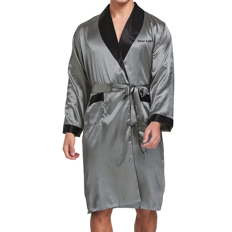 CHINEE New Style Men's Satin Sleeping Robes 100% Silk Quick Dry Breathable Long Sleeve 220g Printed Pakistan Manufactured