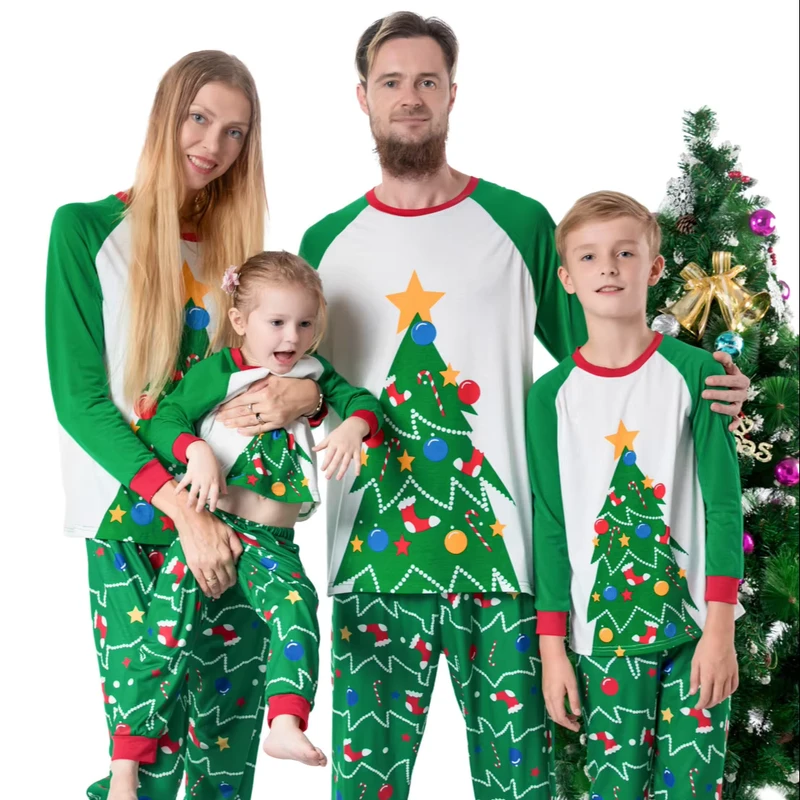 CHINEE New Year Custom Print Adult and Kids Mommy Daddy and Me Matching Sleepwear Family Christmas Pajamas