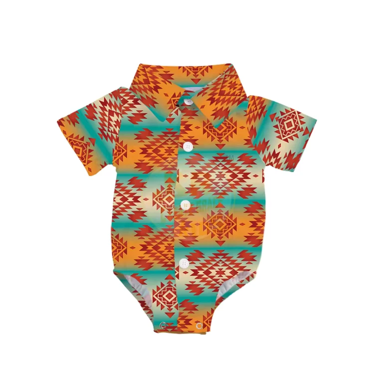 CHINEE Newborn Milk Silk Pajamas Suit Kids Boys Short Sleeve Lapel Baby Romper Jumpsuit Sleepwear