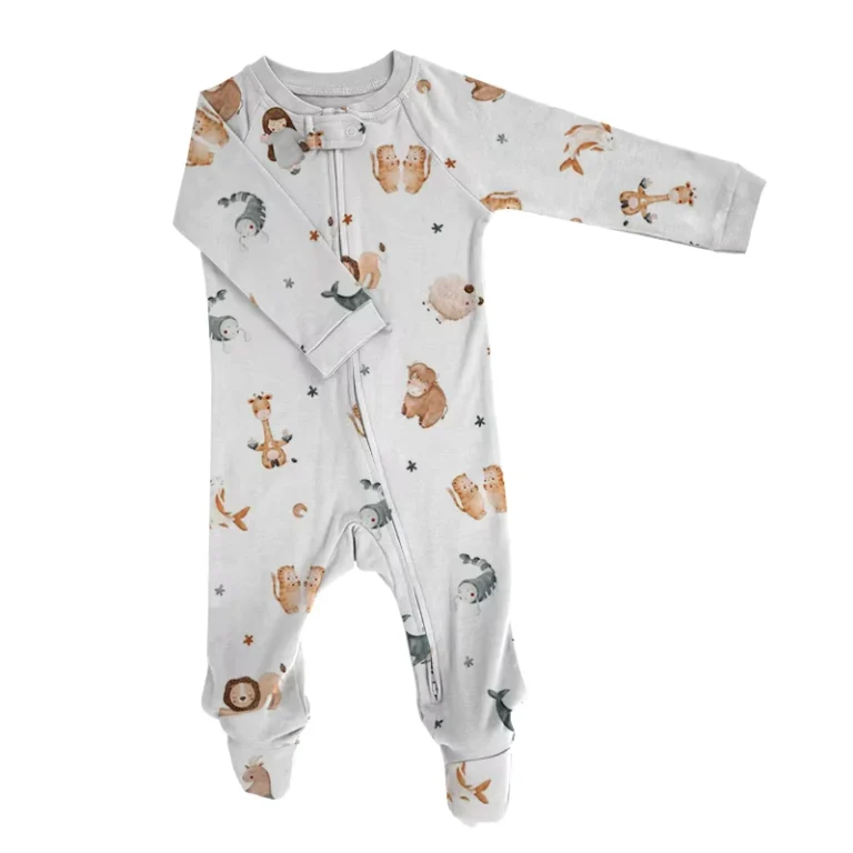 CHINEE-Newborn-Organic-Cotton-Romper-Baby-Zipper-Long-Sleeve-Onesie-Set-OEM-Custom-Baby-Clothes-Print-Color-Infant-Footed-Romper