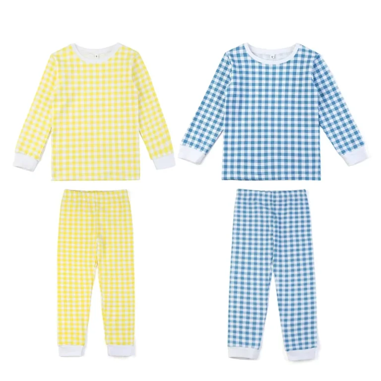 CHINEE-No-MOQ-Easter-Cotton-Knit-Gingham-Pajamas-for-Kids-Pjs-Embroidery-Unisex-Baby-Boy-and-Girls-Pyjama