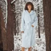 CHINEE ODM 100% Cotton Sherpa Furry Bath Robes For Women Embroidered Winter Thermal Fleece Breathable Custom Logo